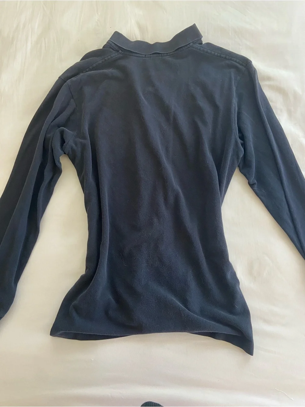 ralph lauren black long-sleeve polo with red logo
